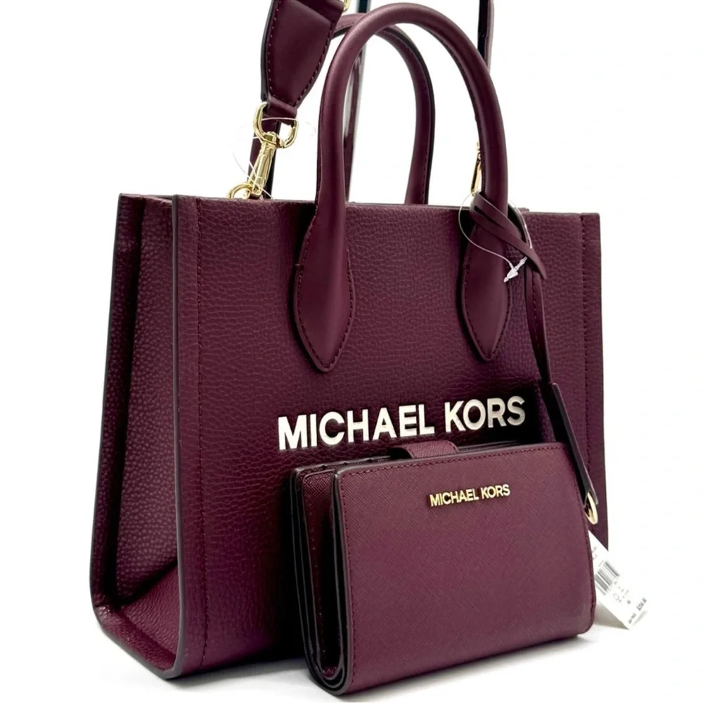 Michael Kors Mirella Small Logo Crossbody Bag & Matching Bifold Wallet Ox Blood